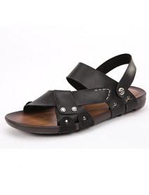   Men's Shoes Casual Leather Sandals Black / Brown  