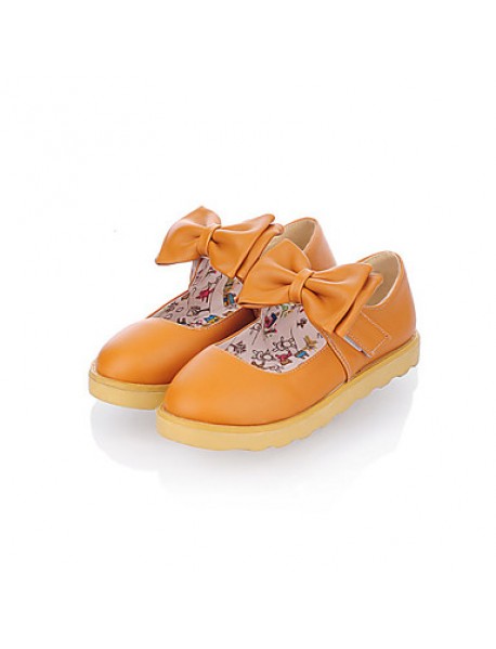 Women's Spring / Summer / Fall Round Toe Leatherette Office & Career / Casual / Dress Flat Heel Bowknot Blue / Yellow / Pink / Orange