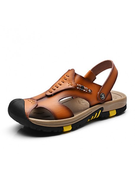 Men's Genuine Leather Slippers Outdoor Flip-Flops Comfortable Sandals  