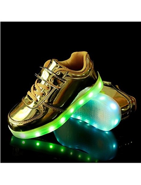 Kid Boy Girl Upgraded Patent Leather LED Light Sport Shoes Flashing Sneakers USB Charge More Colors Available Purple / Silver / Gold  