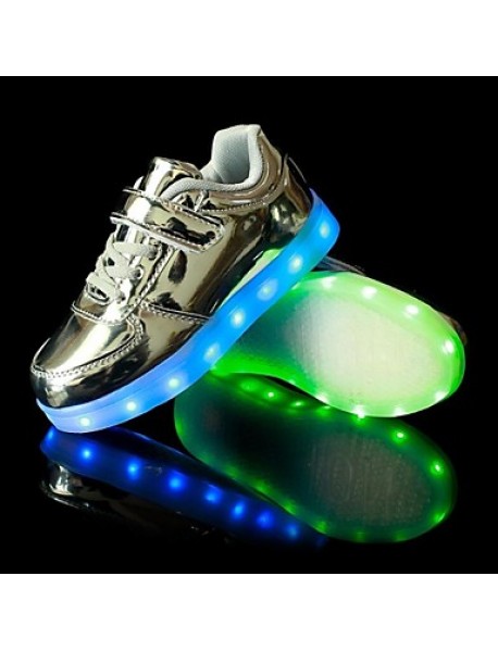 Kid Boy Girl Upgraded Patent Leather LED Light Sport Shoes Flashing Sneakers USB Charge More Colors Available Purple / Silver / Gold  