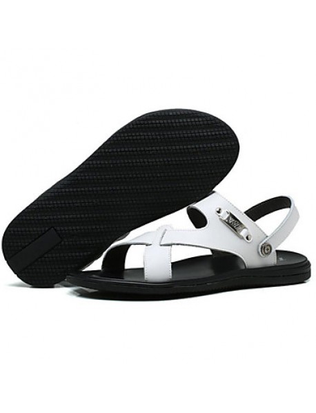 Men's Shoes Outdoor / Office & Career / Work & Duty / Athletic / Dress / Casual Nappa Leather Sandals Black / White  