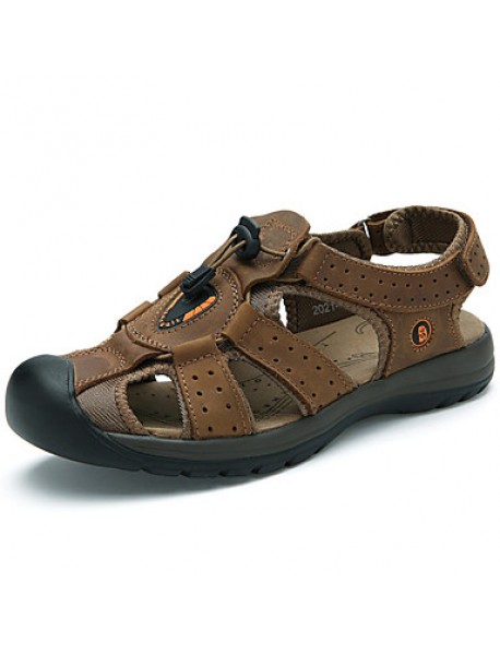 Men's Shoes Outdoor / Casual Leather Sandals Brown / Khaki  