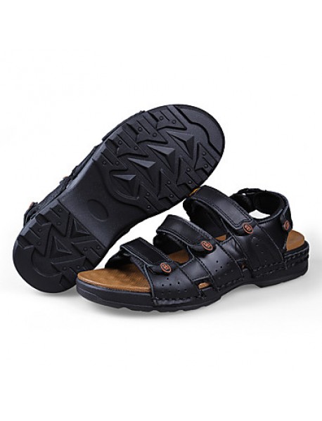 Men's Shoes Outdoor / Office & Career / Athletic / Dress / Casual Nappa Leather Sandals Black / Brown  