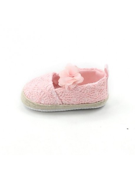 Girl's Flats Spring / Fall First Walkers Lace / Fabric / Wool Outdoor / Casual Flat Heel Flower / Slip-on Pink  