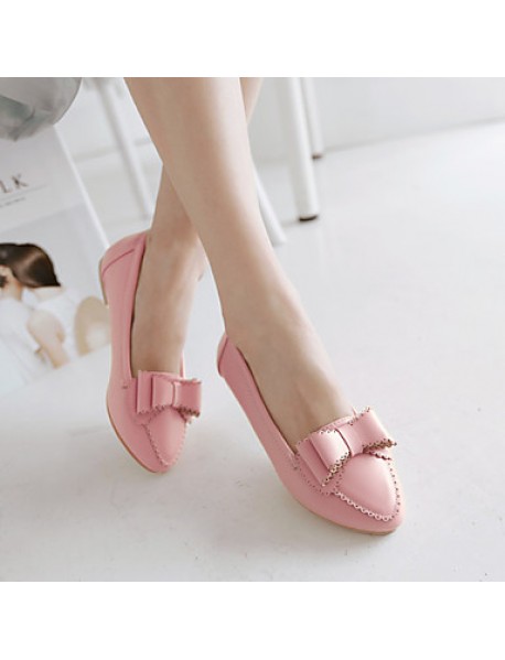 Women's Spring / Summer / Fall / Winter Pointed Toe Leatherette Outdoor / Office & Career / Dress / Casual Flat Heel Black / Pink / White