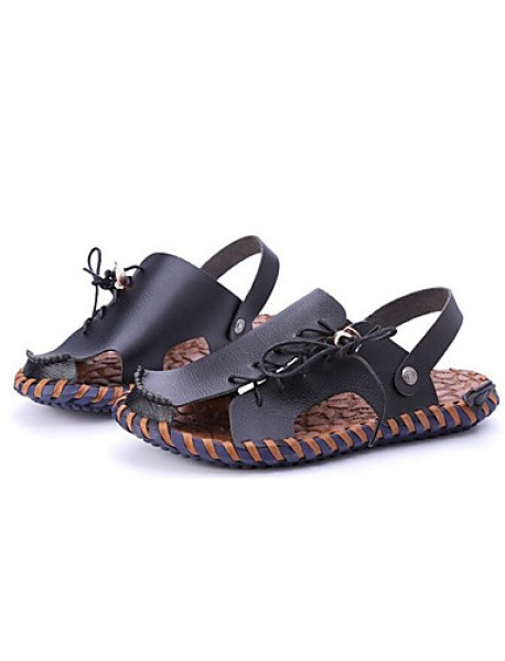 Men's Shoes Outdoor / Office & Career / Athletic / Dress / Casual Nappa Leather Sandals Black / Brown / White  