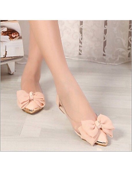 Women's Spring / Summer / Fall Pointed Toe / Closed Toe / Comfort Glitter / Leatherette Casual Flat Heel Pink / Beige