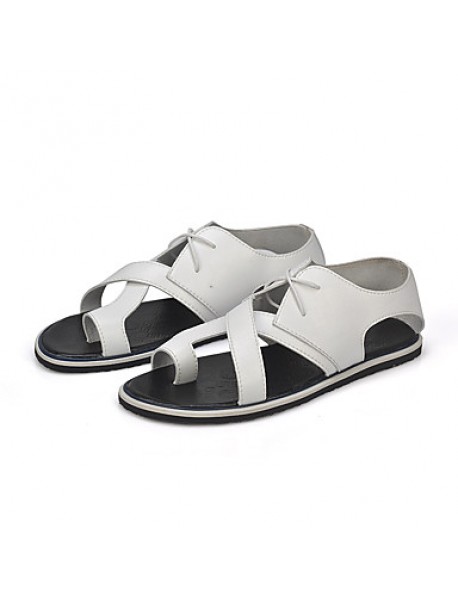   Men's Shoes Casual Leatherette Sandals Black / White  