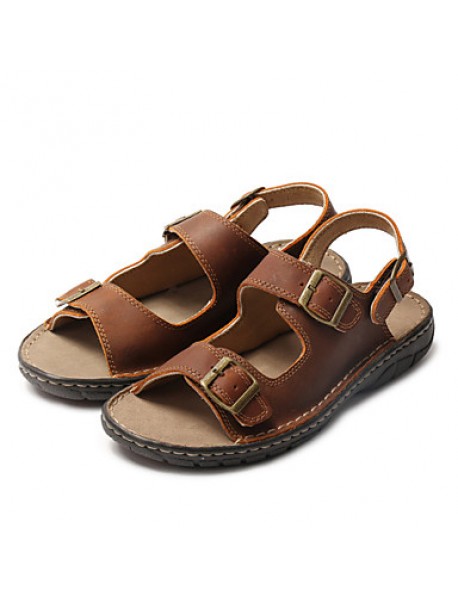 Men's Shoes Outdoor / Athletic / Casual Leather Sandals Brown  