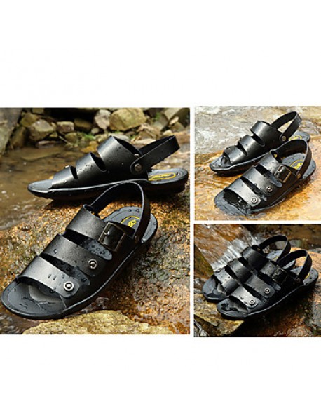 Men's Shoes Outdoor / Office & Career / Athletic / Dress / Casual Leather Sandals Black / Brown / White  