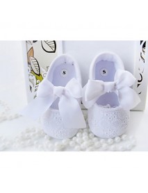 Girl's Flats Spring / Fall Crib Shoes Cotton Party & Evening Flat Heel Bowknot White  