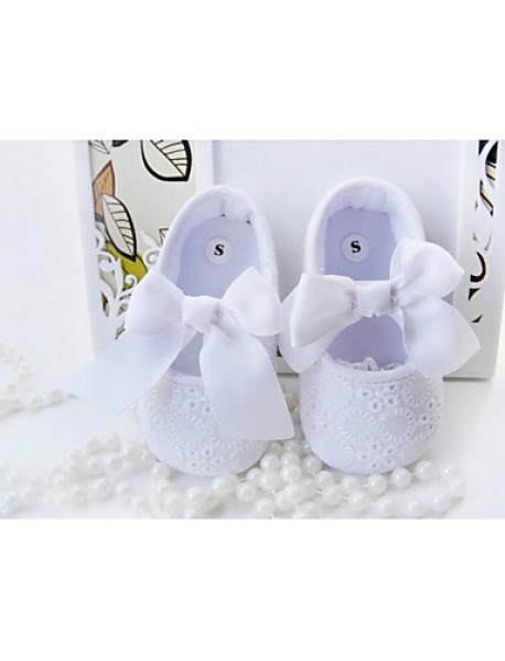 Girl's Flats Spring / Fall Crib Shoes Cotton Party & Evening Flat Heel Bowknot White  