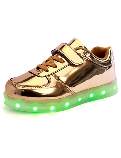 Kid Boy Girl Upgraded Patent Leather LED Light Sport Shoes Flashing Sneakers USB Charge More Colors Available Purple / Silver / Gold  