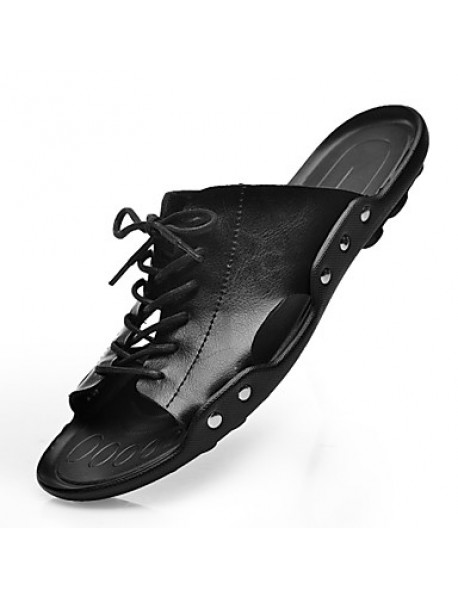 Men's Shoes Outdoor / Athletic / Casual Leather Sandals Black  