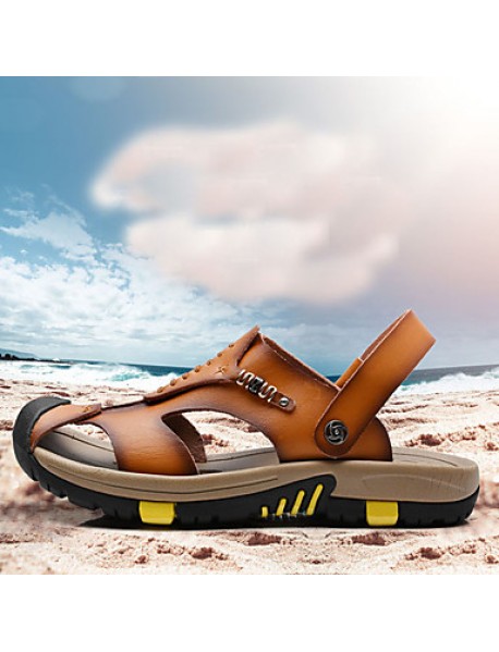 Men's Shoes Outdoor / Office & Career / Athletic / Dress / Casual Nappa Leather Sandals Brown  