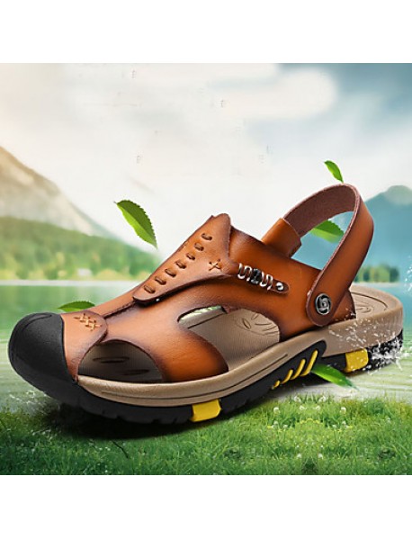 Men's Shoes Outdoor / Office & Career / Athletic / Dress / Casual Nappa Leather Sandals Brown  