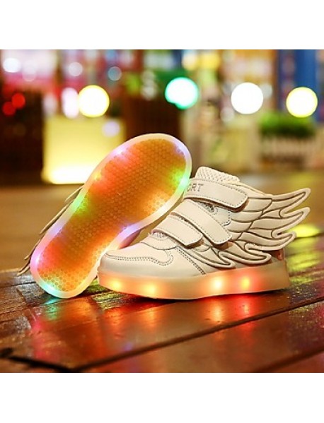 Girl's LED Shoes Sneakers Comfort / Flats Athletic / Casual / Magic Tape / wings / LED Blue / White  