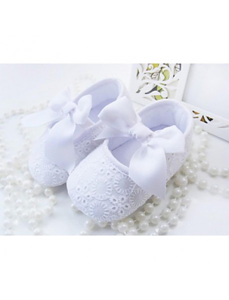 Girl's Flats Spring / Fall Crib Shoes Cotton Party & Evening Flat Heel Bowknot White  