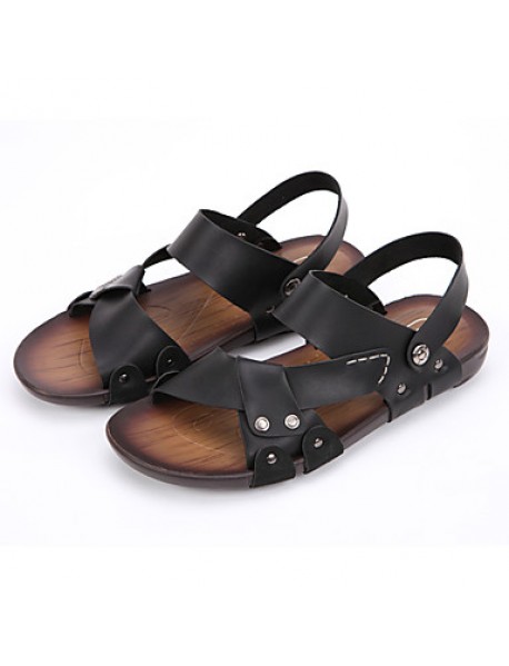   Men's Shoes Casual Leather Sandals Black / Brown  