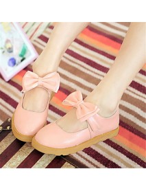 Women's Spring / Summer / Fall Round Toe Leatherette Office & Career / Casual / Dress Flat Heel Bowknot Blue / Yellow / Pink / Orange