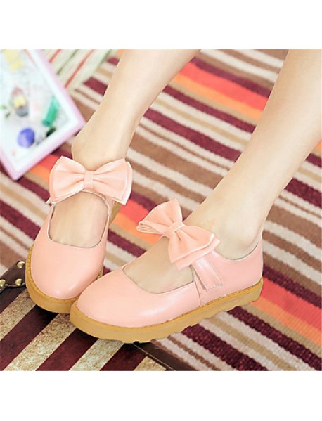 Women's Spring / Summer / Fall Round Toe Leatherette Office & Career / Casual / Dress Flat Heel Bowknot Blue / Yellow / Pink / Orange