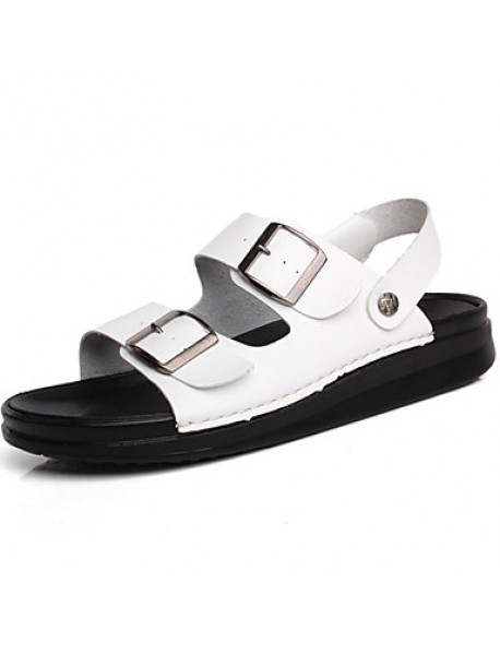 Men's Shoes Outdoor / Office & Career / Work & Duty / Athletic / Casual Nappa Leather Sandals Black / Brown / White  