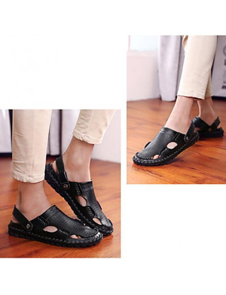 Men's Shoes Outdoor / Office & Career / Athletic / Dress / Casual Nappa Leather Sandals Black / Brown  