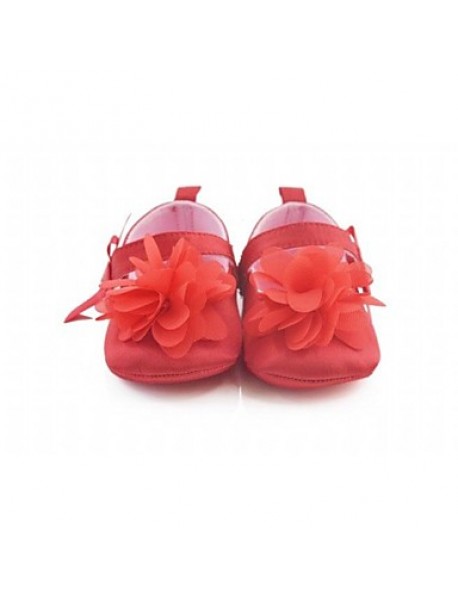 Girl's Flats Spring / Summer / Fall Crib Shoes Stretch Satin Casual / Party & Evening Flower / Magic Tape Pink / Purple / Red / White  