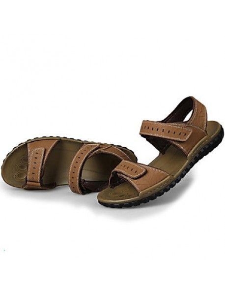 Men's Shoes Outdoor / Office & Career / Athletic / Casual Nappa Leather Big size Sandals Khaki  