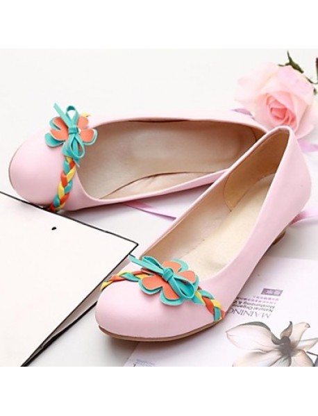 Women's Spring / Summer / Fall Round Toe Leatherette Casual Low Heel Pink / Beige