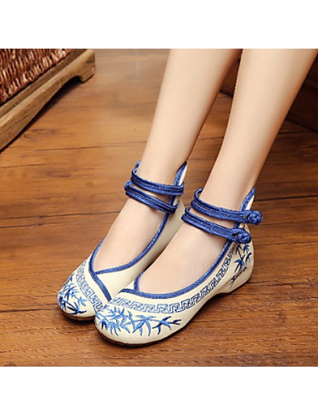 Women's Shoes Canvas Spring / Summer / Fall Mary Jane / Comfort Flats Casual Flat Heel Buckle / Flower Blue / Green