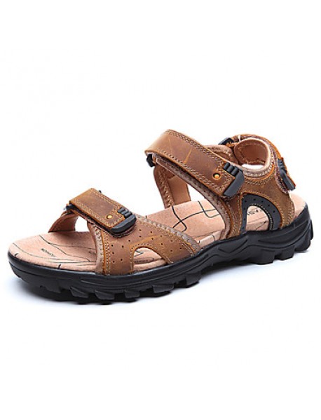 Men's Shoes Outdoor / Office & Career /Work & Duty / Athletic / Dress / Casual Nappa Leather Sandals Black/Brown  