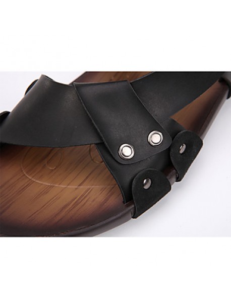   Men's Shoes Casual Leather Sandals Black / Brown  