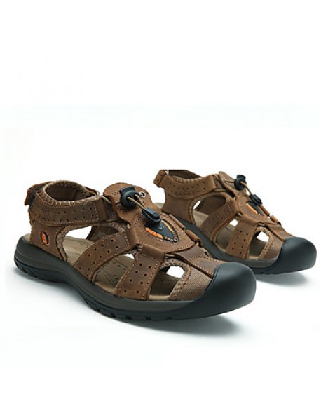 Men's Shoes Outdoor / Casual Leather Sandals Brown / Khaki  