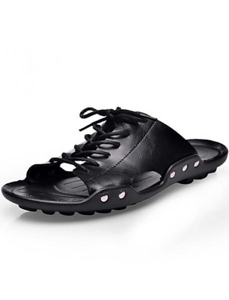 Men's Shoes Outdoor / Athletic / Casual Leather Sandals Black  