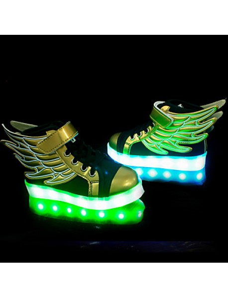 LED Shoes Boys' Shoes Athletic / Casual Synthetic Fashion Sneakers Black and Gold  