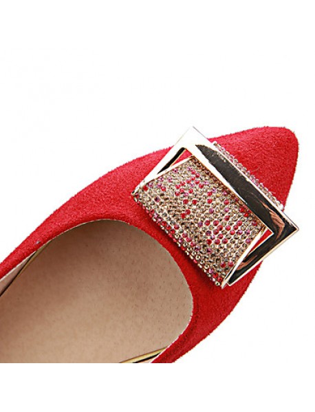 Women's Shoes Fleece Summer/ Pointed Toe Flats Office & Career / Casual Flat Heel Sparkling Glitter Black / Blue / Red