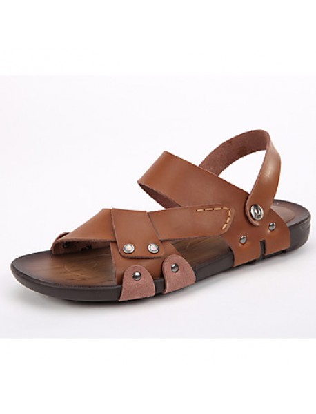   Men's Shoes Casual Leather Sandals Black / Brown  