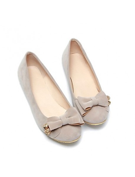 Women's Spring / Summer / Fall / Winter Ballerina Fleece Office & Career / Dress / Casual Flat Heel Bowknot Brown / Green / Red / Beige