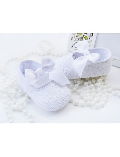 Girl's Flats Spring / Fall Crib Shoes Cotton Party & Evening Flat Heel Bowknot White  