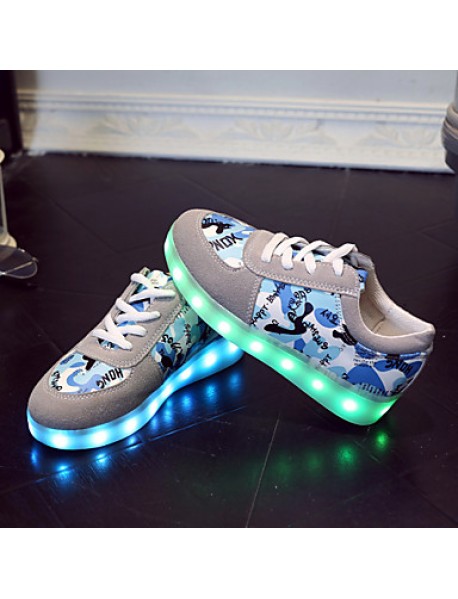 Boy's / Girl's Sneakers Spring / Summer / Fall Round Toe Leatherette Outdoor / Casual Flat Heel Lace-up / LEDBlue / Pink / Gray / Royal  