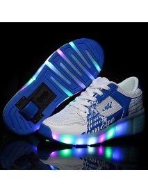 Unisex Kid Boy Girl LED Light Up Single Wheel Sneaker Athletic Shoe Sport Shoes Roller Shoes Dance Boot  