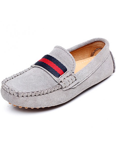 Boy's Boat Shoes Spring / Summer / Fall Moccasin Leather Outdoor / Casual / Athletic Flat Heel Braided Strap / Slip-on Black / Red / Gray  