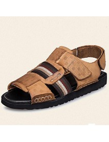 Men's Shoes Outdoor / Office & Career / Athletic / Dress /Casual Nappa Leather Sandals Big Size Black / Brown  