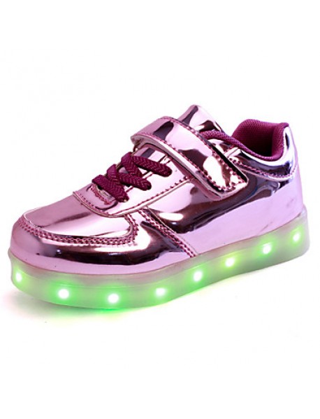 Kid Boy Girl Upgraded Patent Leather LED Light Sport Shoes Flashing Sneakers USB Charge More Colors Available Purple / Silver / Gold  