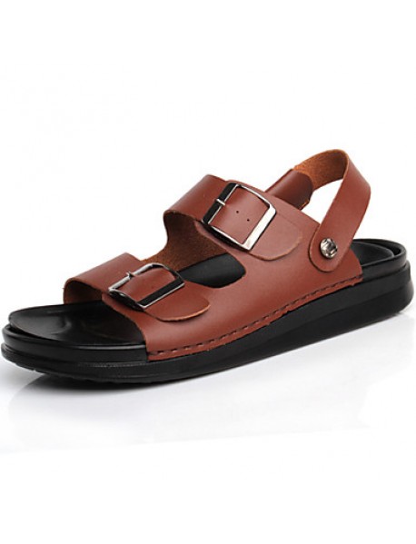 Men's Shoes Outdoor / Office & Career / Work & Duty / Athletic / Casual Nappa Leather Sandals Black / Brown / White  