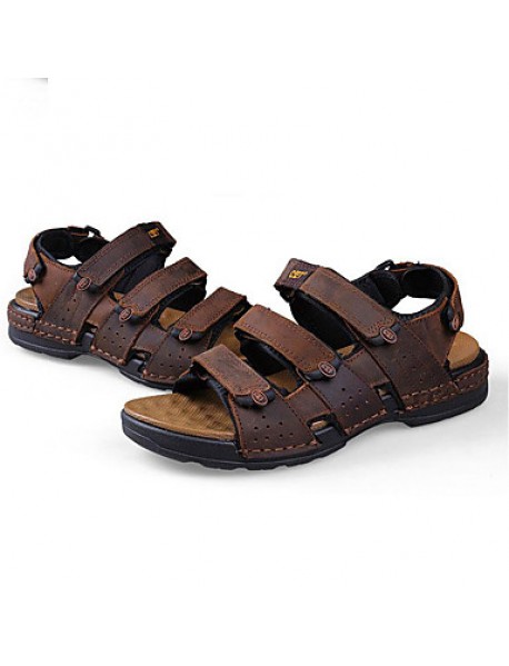 Men's Shoes Outdoor / Office & Career / Athletic / Dress / Casual Nappa Leather Sandals Black / Brown  