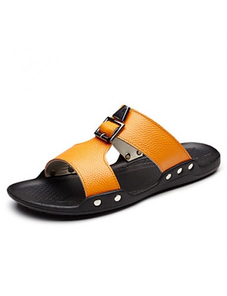 Men's Shoes Outdoor / Office & Career / Casual Leather Sandals Black / Yellow / White  