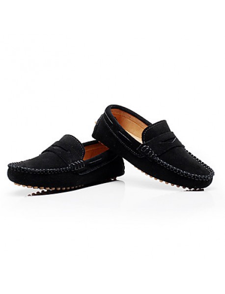 Boys' Moccasin Shoes Outdoor / Athletic / Casual Leather Slip-on Black / Gray / Royal Blue  